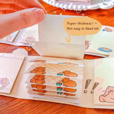 70Sheets Mini Portable Notebook Creative Daily Note Paper Cartoon Cute Capybara Sticky Note School Supplies Kawaii Stationery