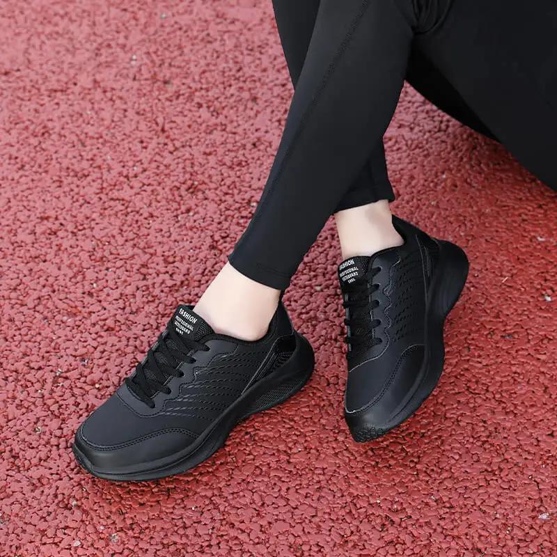 Athletic Shoe for Women Shoes Sneakers Black Running Shoes Pu Leather Sports Chunky Sneakers Trainers Sports Shoes Woman