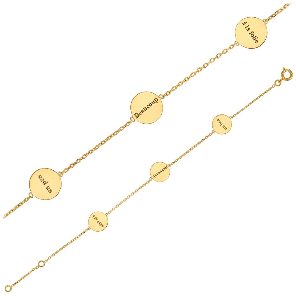 Les Trésors De Lily [Q3316] - Gold Plated 'Love' Bracelet (a Little - a Lot - Madly) - 17 Cm 10 Mm