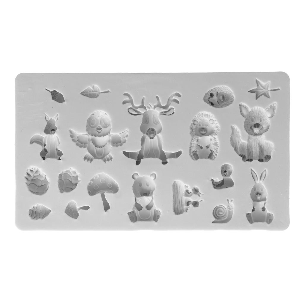 Silicone Mold Gray Forest Cartoon Animals Cake Embossing Fondant Decoration Mould
