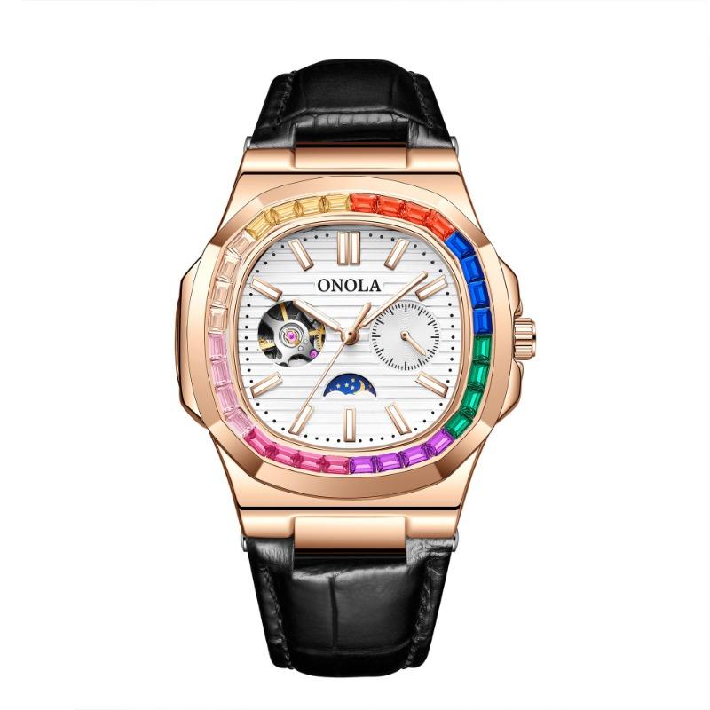 

New Top Brand Hollow Rainbow Drill Watch Belt Waterproof Automatic Mechanical Men s Wrist Watch