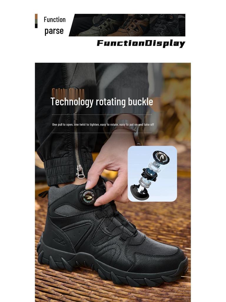 High-Top Steel Toe Safety Shoes - Anti-Smash, Anti-Puncture, Non-Slip, Wear-Resistant, Comfortable for Autumn and Winter