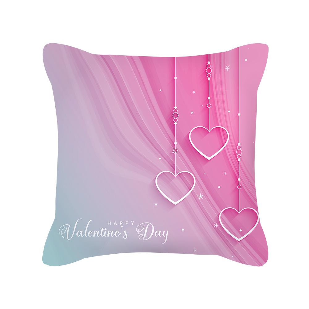 Peach Skin Pillowcase Valentine's Day Pillowcase Pink Heart-shaped Pillow Romantic Series Home Decoration Sofa Cushion Cover