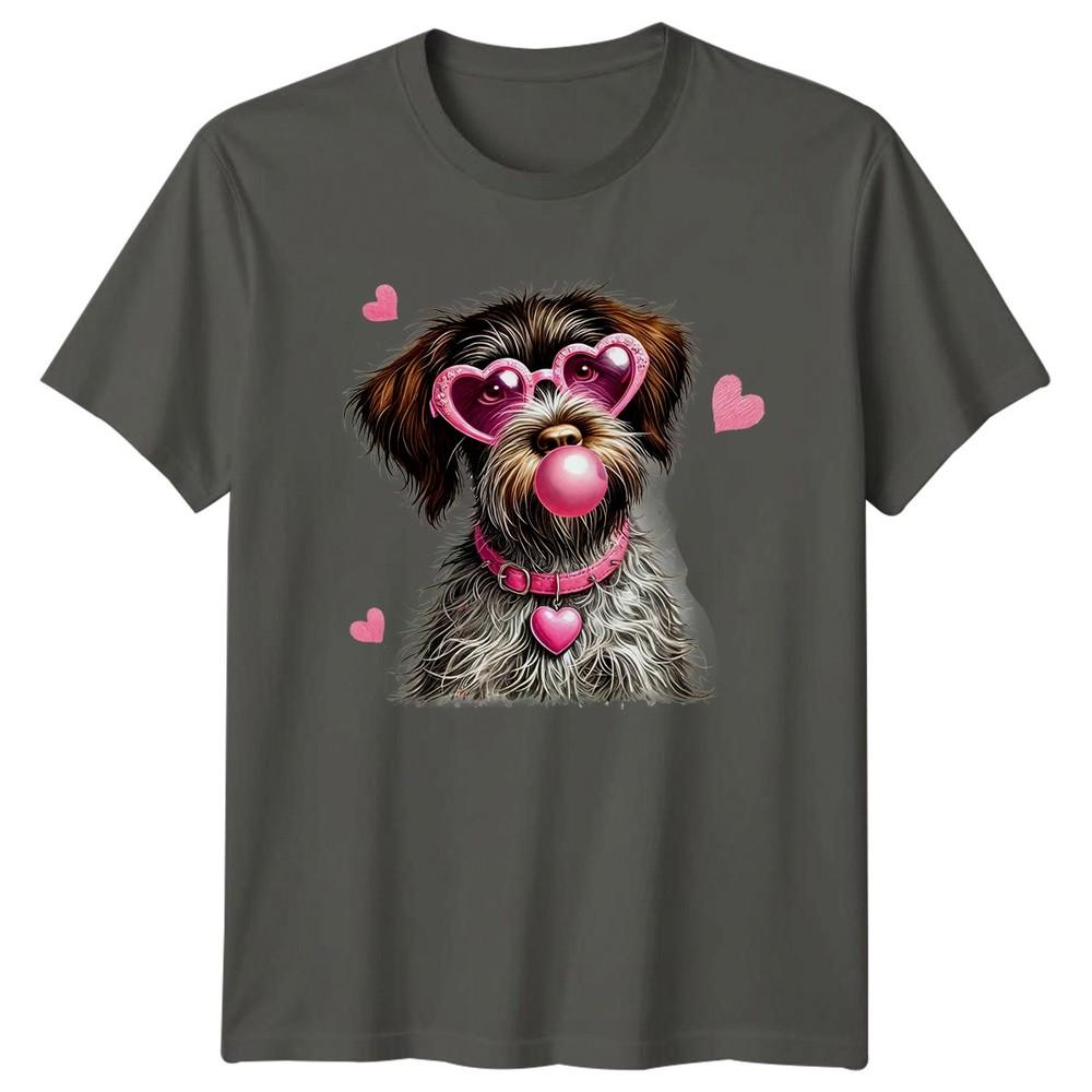 Dog Hearts Sunglasses Bubblegum Dogs Animals Unisexs TShirt Unisexs Tee Graphic Top S