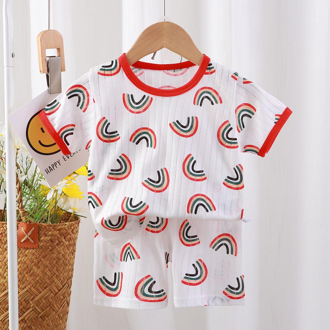 

Детская домашняя одежда, комплект нижнего белья, повседневные тонкие летние хлопковые пижамы для мальчиков и девочек, два комплекта 140