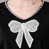 Women's Beaded Bowknot V-Neck Short Sleeve Slim Fit T-Shirt