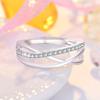 Fashion Ladies Crystal Cross Open Adjustable Rings Jewelry