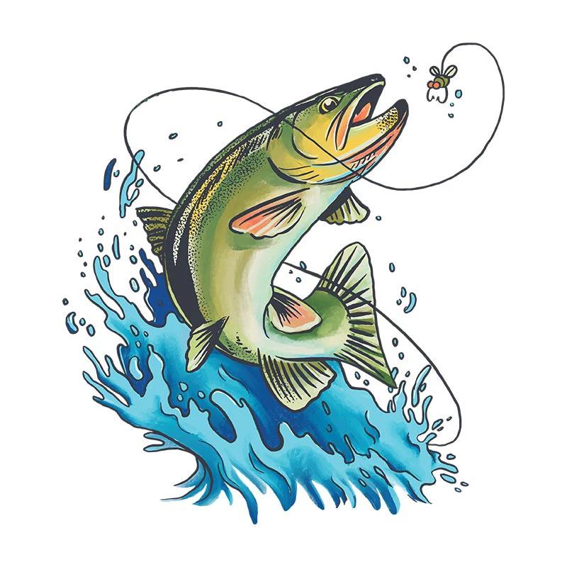 Custom Fishing Fish Car Stickers PVC Glue Sticker for Motorcycle Surfboard Laptop Vinyl Wrap Anime Cartoon Decor Car Accessories