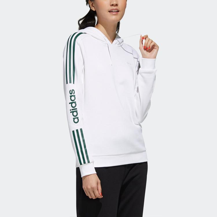 Adidas Neo W Base Sweat Hoodie Logo Striped Print Pullover Women Hoodies White GC9906