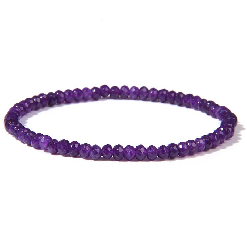 

Colorful Faceted Stone Bead Bracelet Natural Jades Quartzs Aquamarines Gem Stretch Bangle Minimalist Jewelry Gift For Women Men 17cm