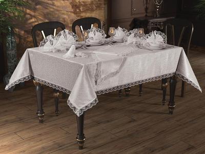 Guipure Kdk Table Cloth Set 18 Pieces - Gray