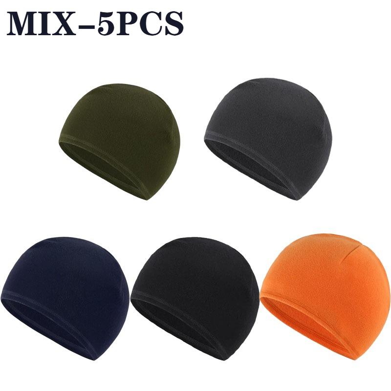 1-5PCS Unisex Winter Skull Cap Soft Polar Fleece Beanie Thick Warm Windproof Ski Hat Outdoor Cap Suitable for Both Men and Women