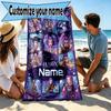 Custom Name Personalized Kpop Demon Hunter Print Beach Towel, for Trip Camping Beach Party Home Decor, Birthday Gift for Family & Friends