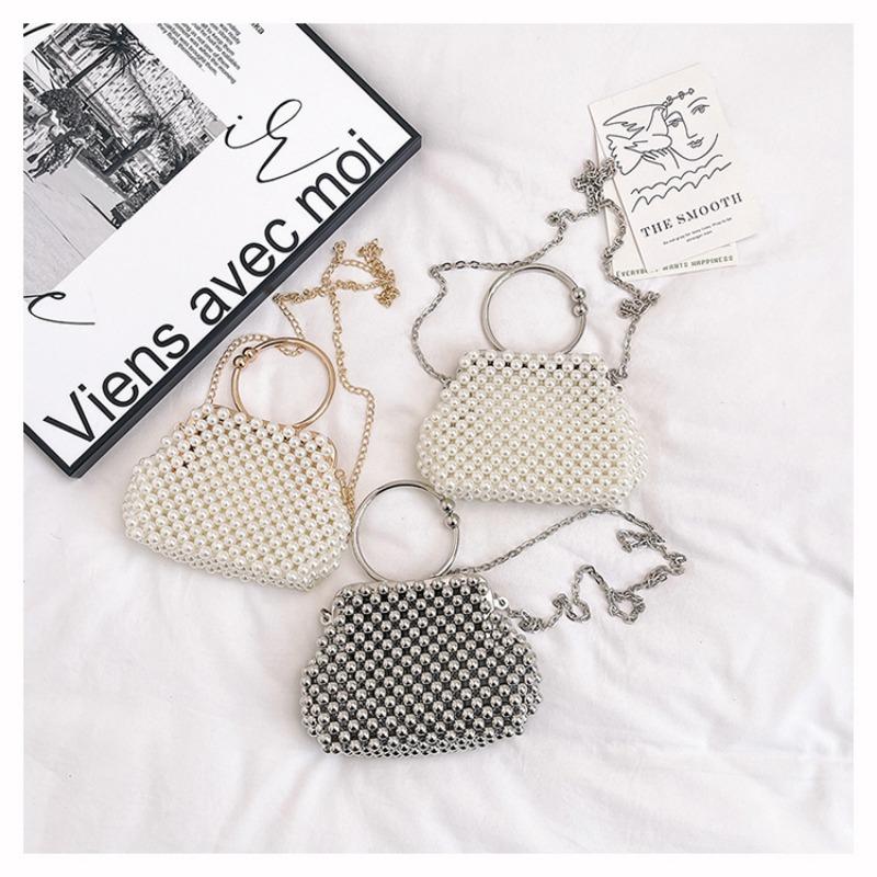 Temperament Celebrity Pearl Handbag Handmade Beaded Into Women's Bag Summer Fashion Versatile Mobile Phone Bag