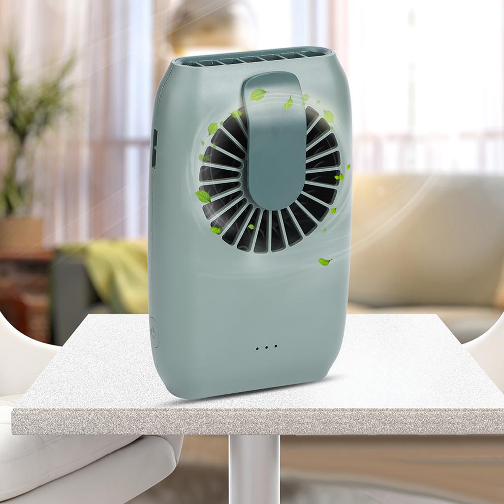 5V USB Powered Portable Mini Fan Hanging Waist Wrist Desktop Fan for Home Outdoor SportsGreen