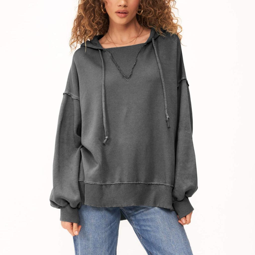 Women's Fashionable Solid Color Long Sleeved Sweatshirts Top