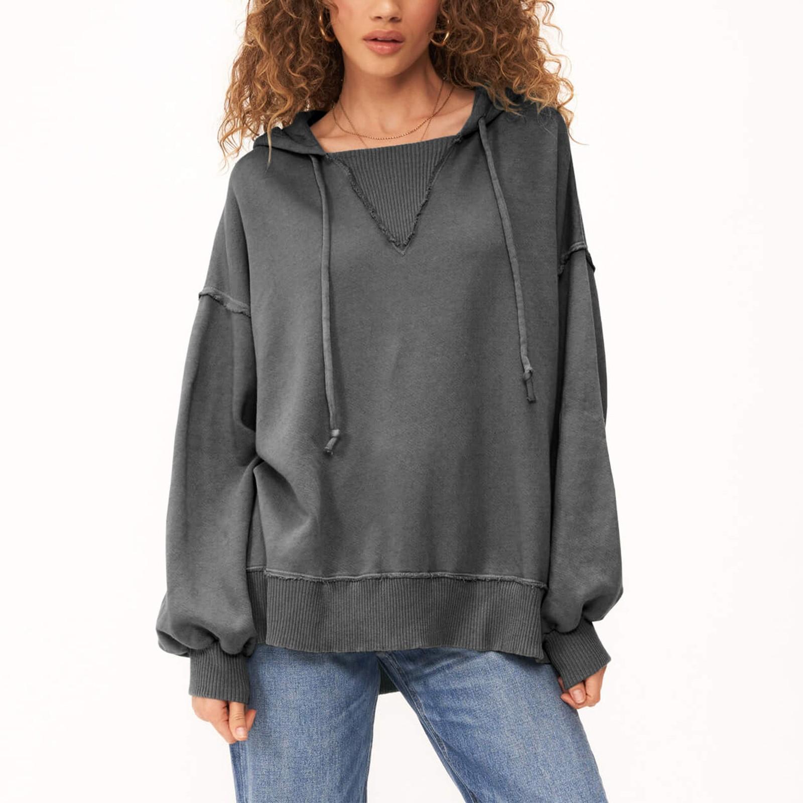 

Женские модные однотонные толстовки с длинными рукавами, топ S серый
