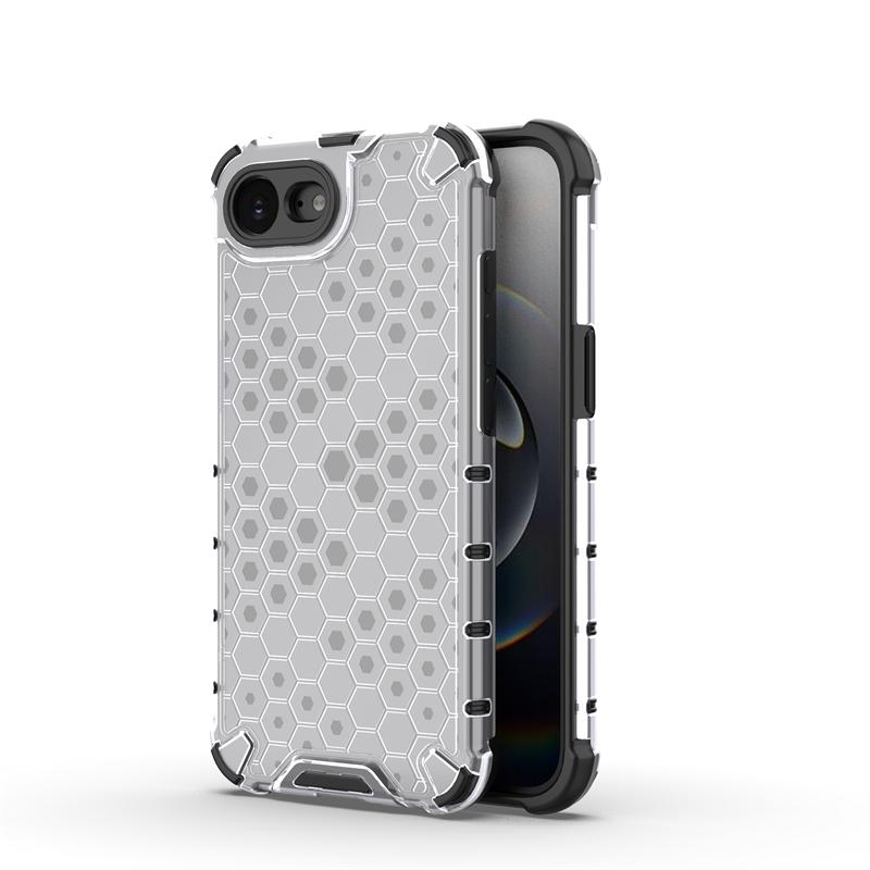Transparent Phone Case For iPhone 16e Anti-knock Honeycomb Armor Back Case For iPhone 16e Cover For iPhone 16e Case 6.1 inch