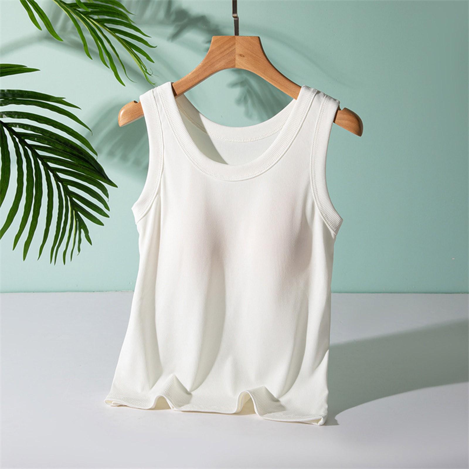 

Женский свободный и повседневный бюстгальтер с подкладкой для груди, цельный, с широкими плечами, прошитый, летний, верхняя одежда, базовая пижама без рукавов XL белый