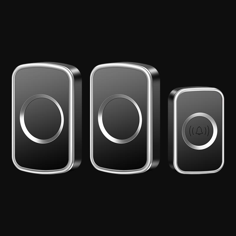 Battery & DC Powered Wireless Doorbell: One Transmitter, Two Receivers - No Plug-in Needed White & Gold