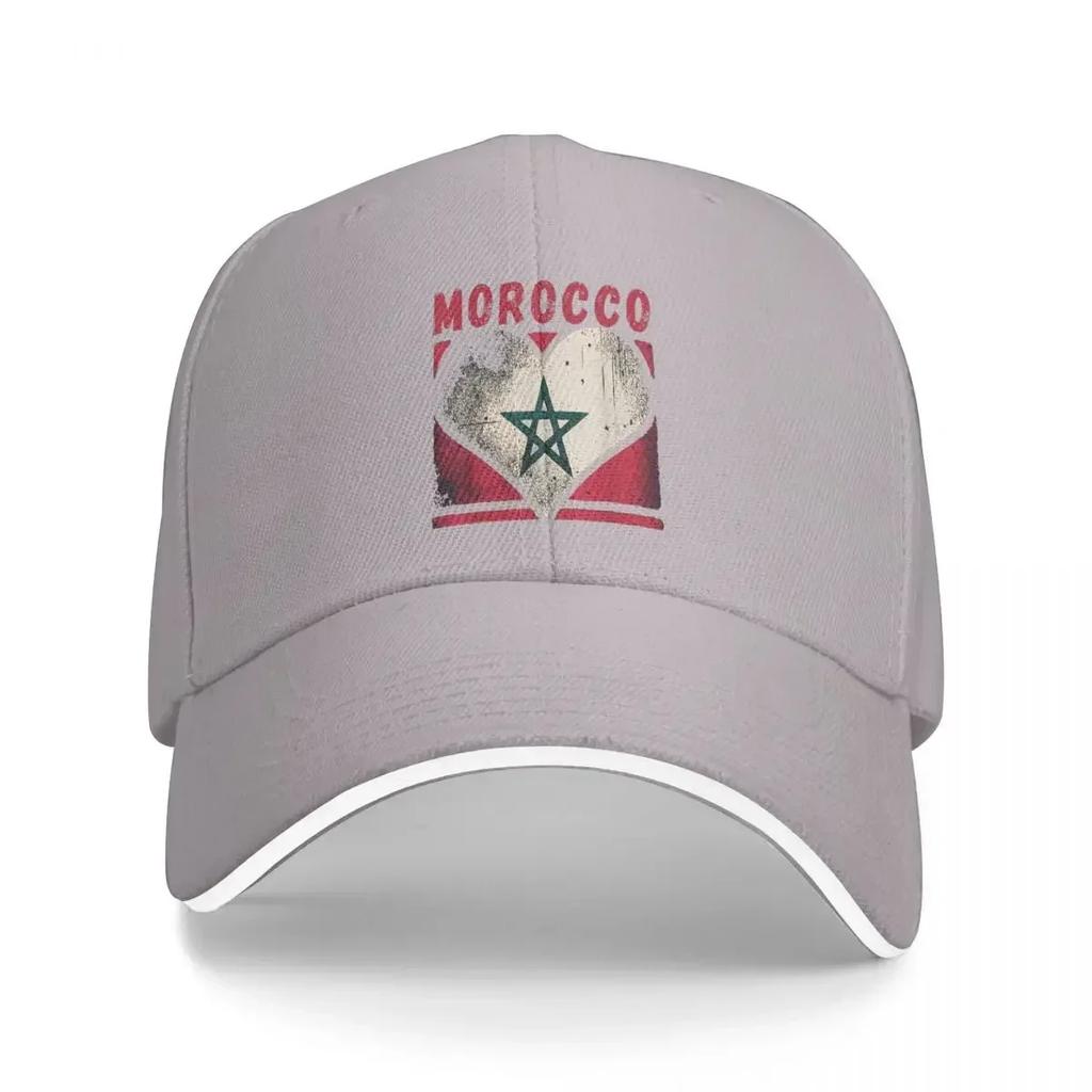 Vintage Moroccan Flag Heart Casual Baseball Cap I Love Morocco Gym Trucker Hat Spring Sun Visor Women Men y2k Cool Baseball Caps