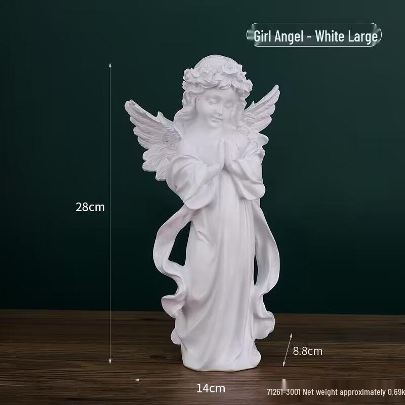 Nordic Praying Angel Resin Figurine - Cute Angel Girl Desktop and Foyer Decor