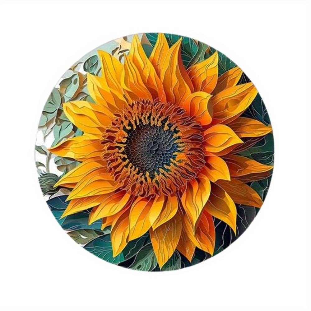 

1 шт. 2d плоский круглый деревянный подсолнух персиковый цветущий художественный логотип - 20 см, тема подсолнуха подходит для бара кафе дома гостиной офиса настенное украшение 20cm*20cm