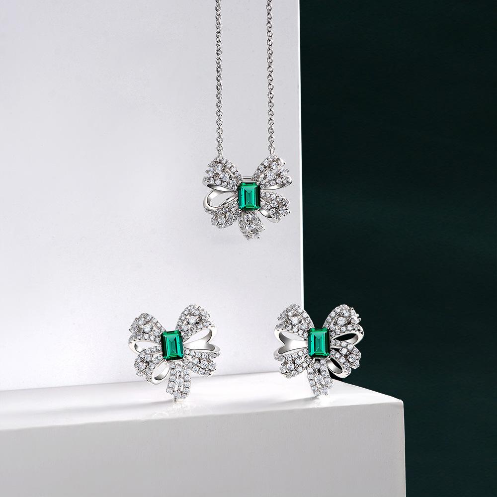 Gica Gema Emerald Necklaces With High Carbon Diamond 925 Sterling Silver 5*7mm Pendant Unique Design Romantic Fine Jewelry Wedding Party Gifts