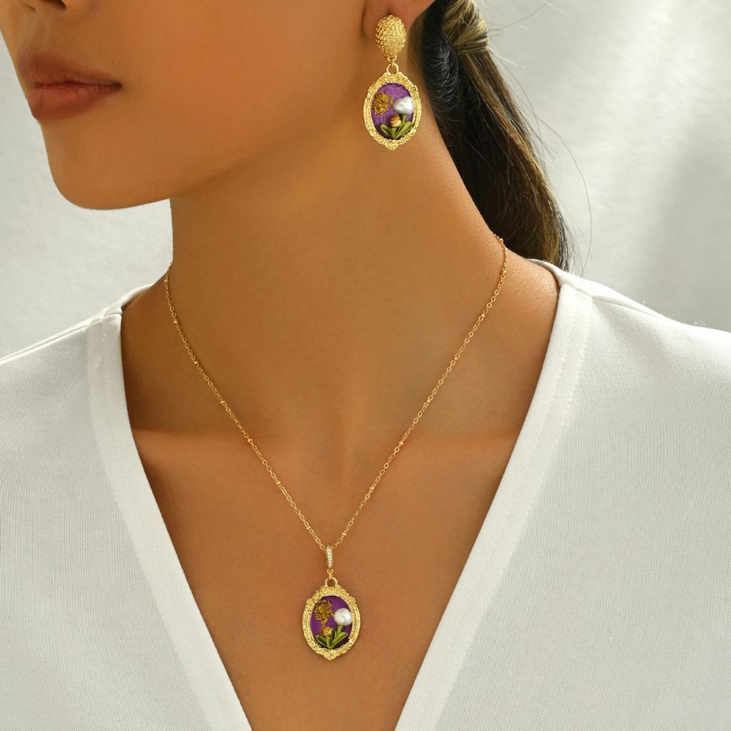 Minimalist And Fresh Jewelry Set, Diamond,Inlaid, ,Designed Collarbone Chain, Versatile Earrings