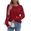 European and American autumn and winter sweater women's clothing, colored love jacquard crew neck pullover women's clothing