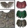 Sequins Lace Shawls Palaces Styles Women Shawls Sunscreen Hollows Out Cloak Tippet for Travel and Shopping