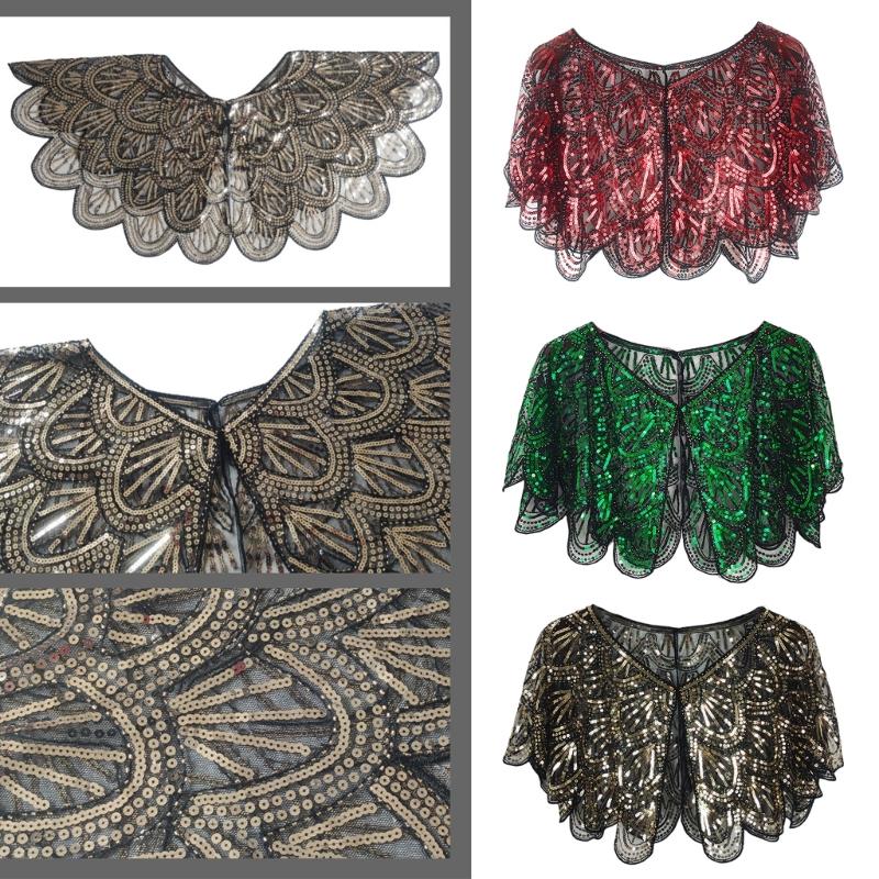 Sequins Lace Shawls Palaces Styles Women Shawls Sunscreen Hollows Out Cloak Tippet for Travel and Shopping