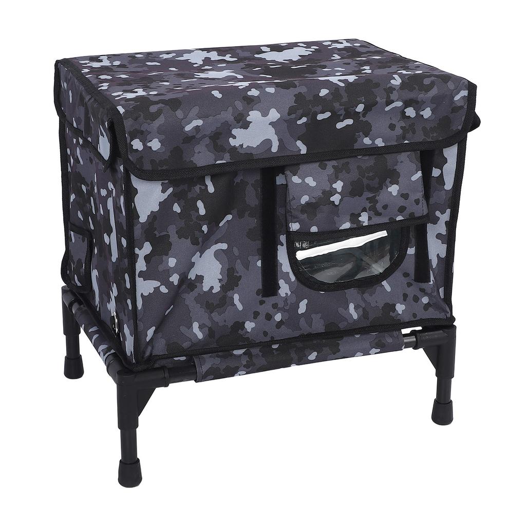 Heated Cat House Foldable 3 Gear Timing Scratch Proof Camouflage Insulated Outdoor Cat Shelter for