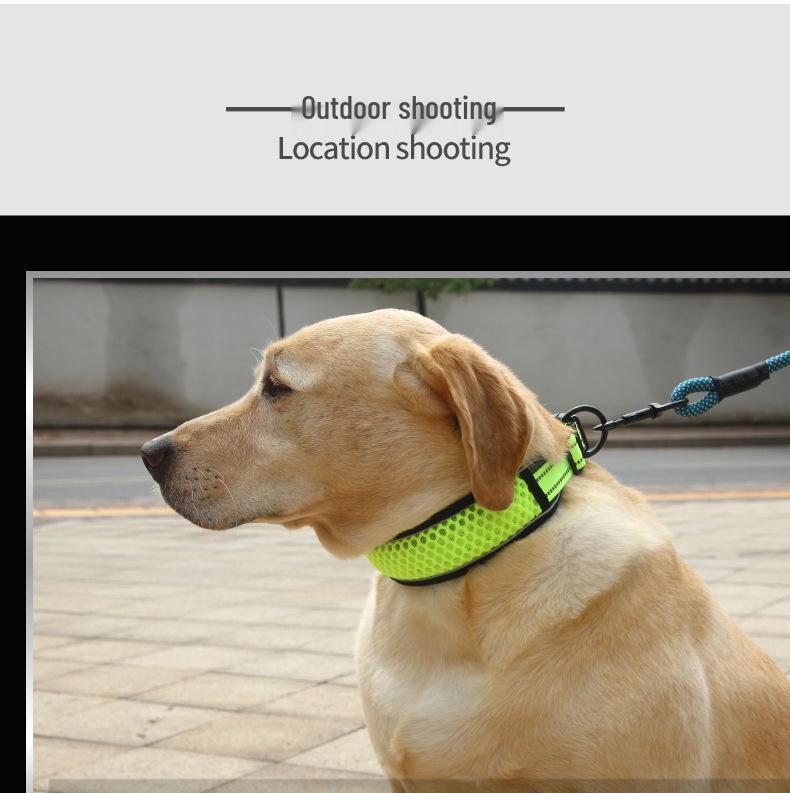 Regulowana, odblaskowa, oddychająca obroża spacerowa dla psa z siatki o strukturze plastra miodu