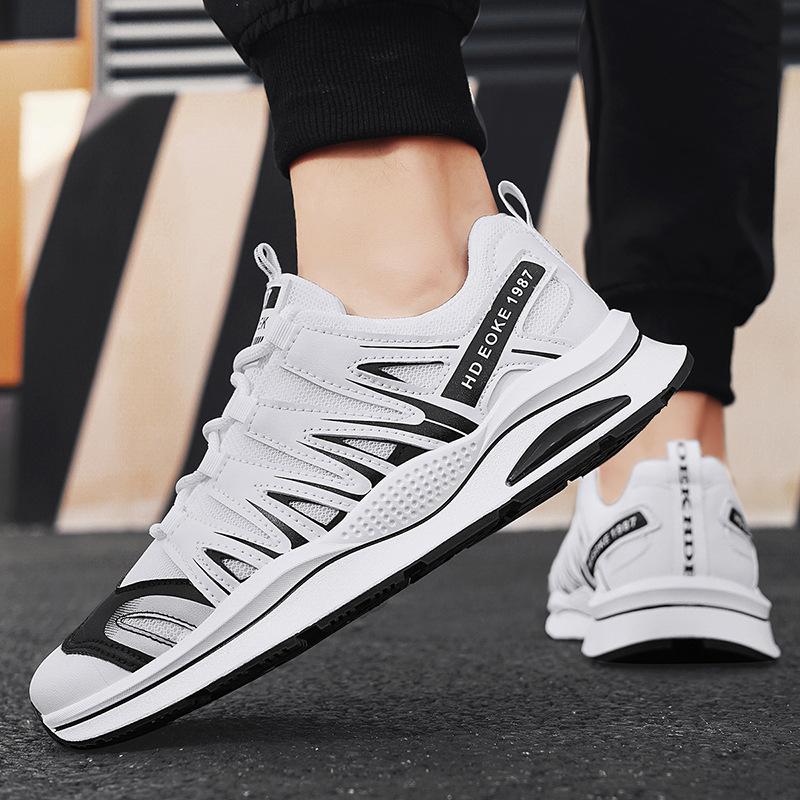 2024 Fashion New Leather Splicing Contrasting Color Low-top Dad Shoes Summer Mesh Breathable Running Sports Men's Shoes