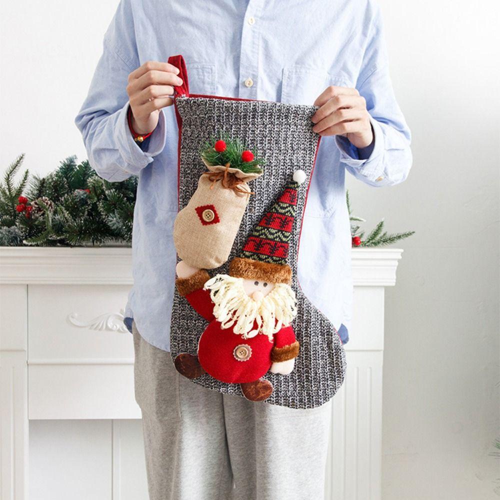 Santa Claus Christmas Candy Sock Elk Snowman Christmas Gift Bag Xmas Sock Haning Pendant Christmas