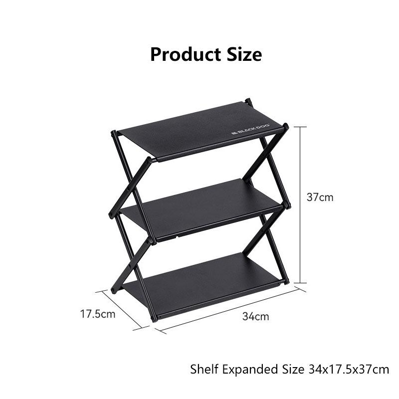 

Blackdog портативная полка для обеденного стола, верхняя часть стола, грузоподъемность 30 кг, углеродистая сталь, три полки, складная для кемпинга чёрный