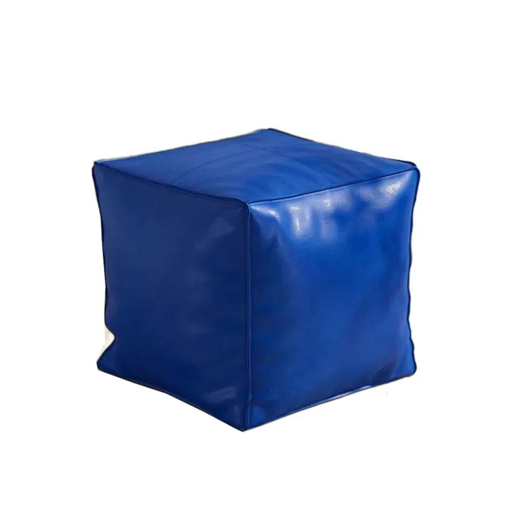 Modern Non-Slip Storage Stool Large Capacity No Fillings PU Leather Ottoman Waterproof Square Leather Pouf Balcony
