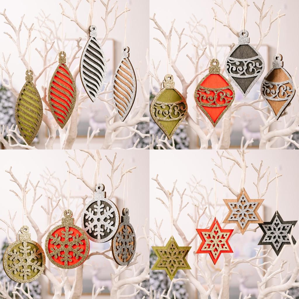 Colorful Wooden Christmas Ornaments With Festive Patterns For Holiday Decor