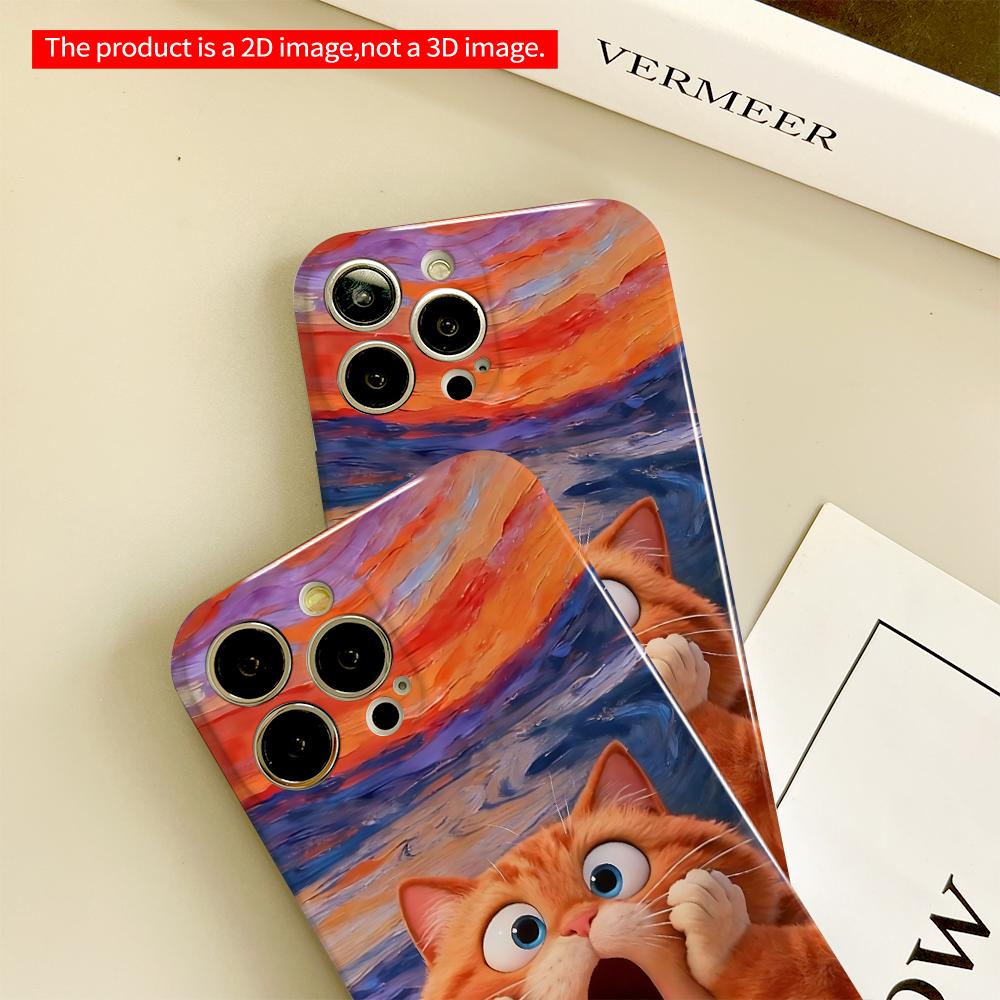 Ginger Cat Yawning Against Swirling Sky All inclusive film hard phone case, compatible with iPhone 18 Pro Max 17 16 15 14 13 12 11
