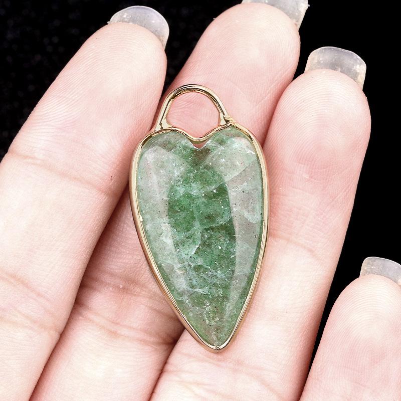 1pc Heart-shaped Quartz Stone Pendant Natural Amethysts Aventurine Labradorite Love Charms for Women Necklace Earrings DIY