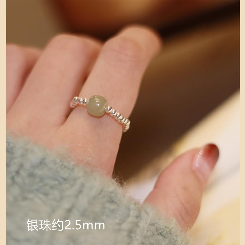 

Hot Sale Hetian jade, southern red agate, pearl ring, beaded woven finger ring DIY Women s simple and fresh accessories Flexible