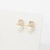 Square Cubic Dazzling Silver Pearl Earrings, Simple Earrings