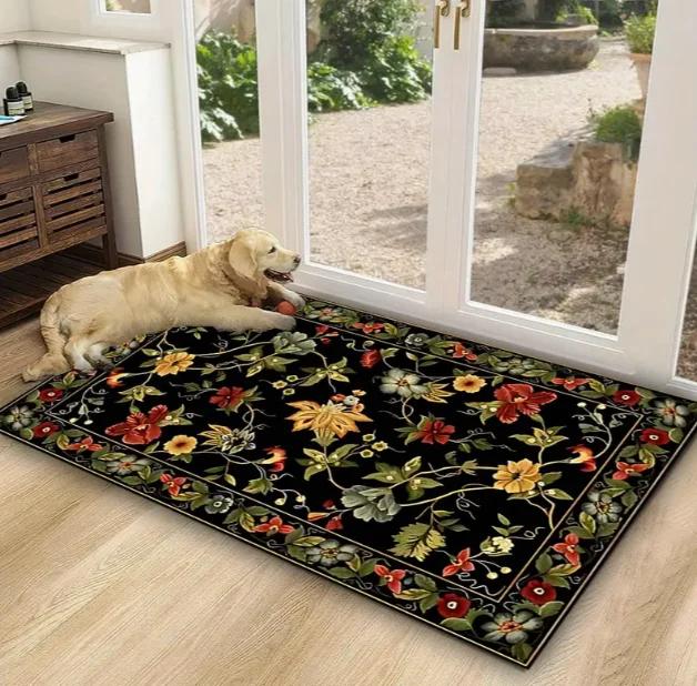 Modische Matten Retro Blumenmuster Willkommen Fußmatte Schlafzimmer Badezimmer Küchen Balkone Gärten Moderne Bauernhausdekoration