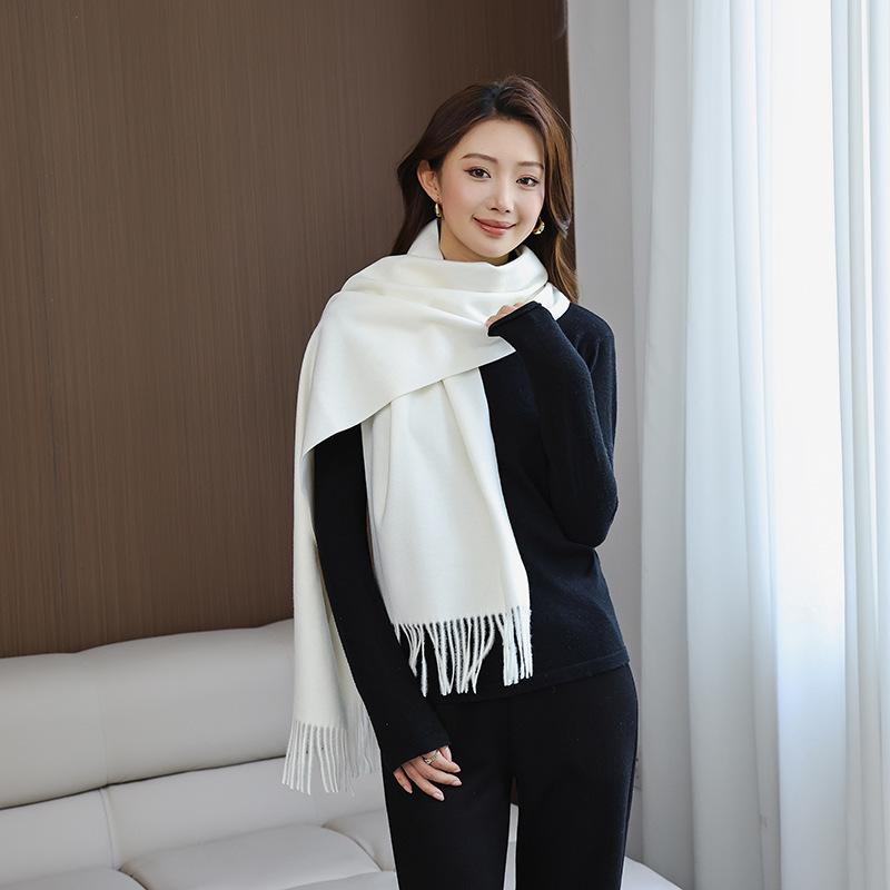 Wool Scarf for Women in Winter New Style Cashmere Scarf Versatile  Thickened  Warm and Solid Color Scarf
