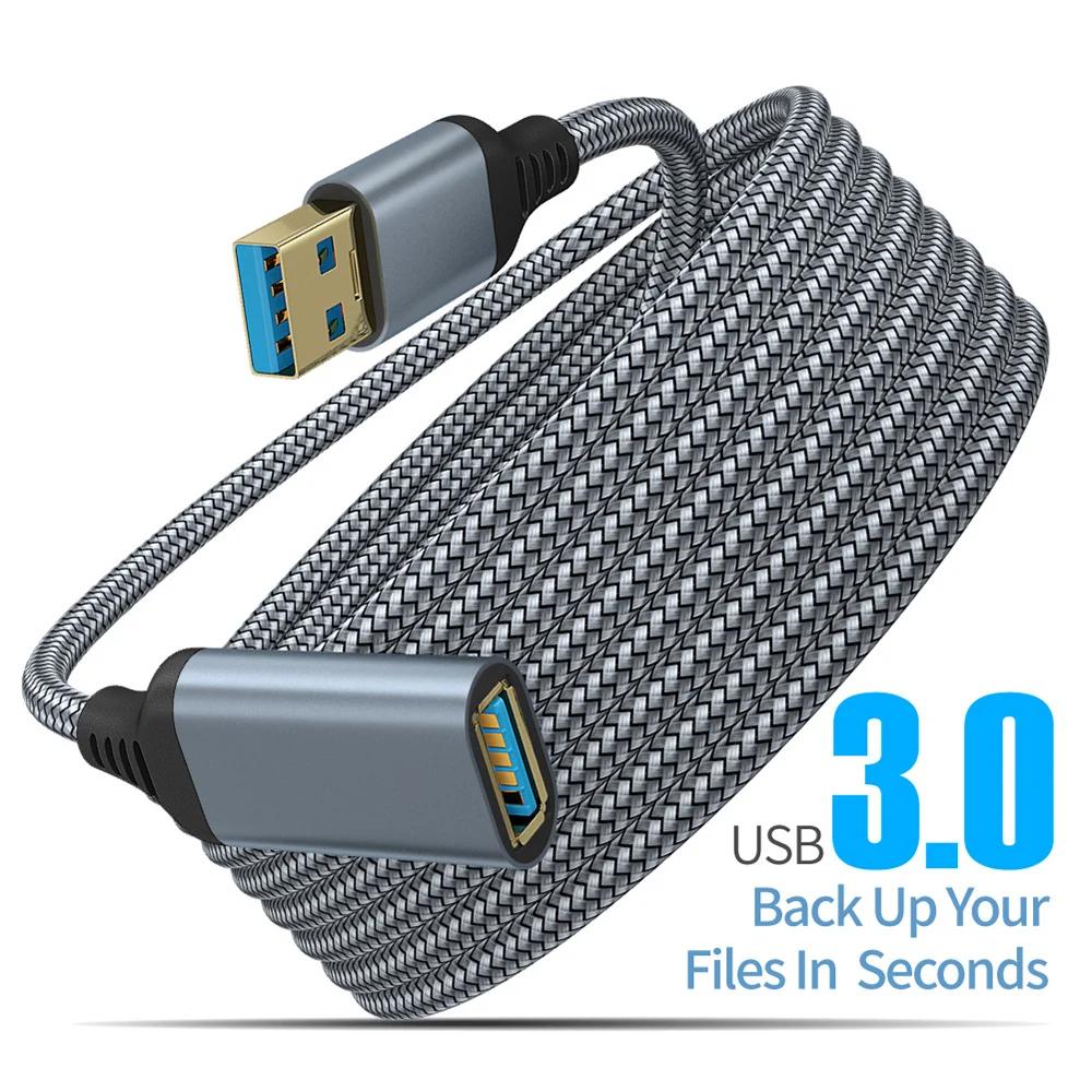 Geflochtenes Nylon USB 3.0 Stecker auf Buchse Hochgeschwindigkeits-Datenübertragungskabel Computer Kamera Drucker Verlängerungskabel 0,5m 1m 2m 3m 5m