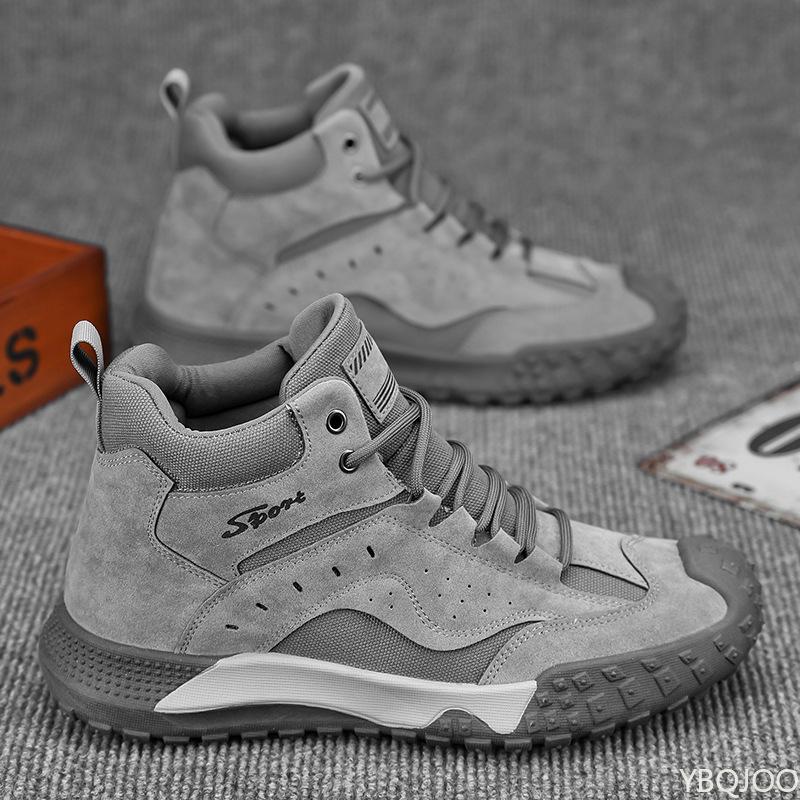 

Casual comfortable men s high top shoes new spring autumn wearresistant anti slip workwear boots outdoor sports hiking boots 44 серый