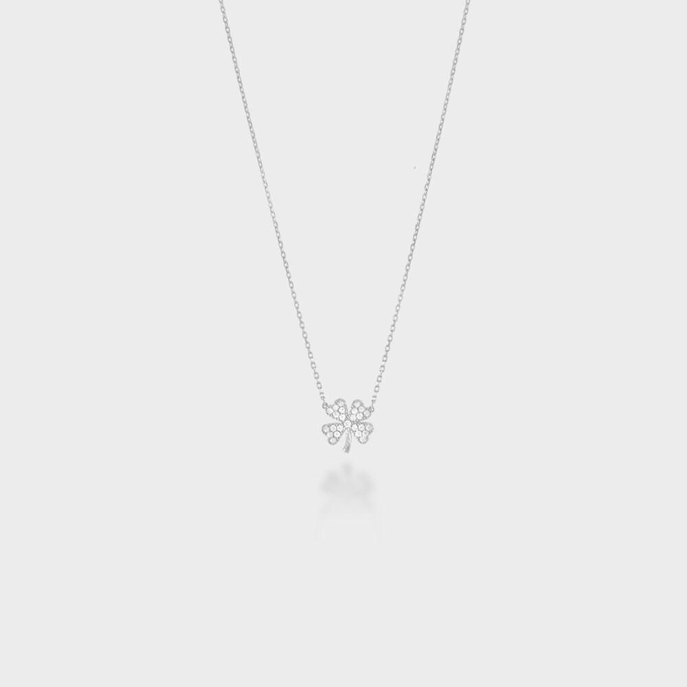 925 Silver Crystal Clover Women's Silver Necklace