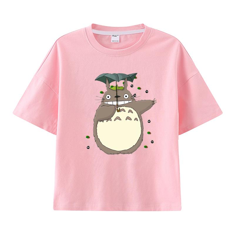 

Детская одежда для девочек и мальчиков, футболка с коротким рукавом, лето, 100% хлопок, стильная свободная одежда, Миядзаки Тоторо 4XL