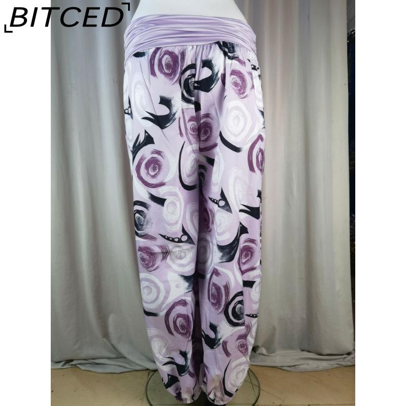 BITCED 15 Color Women Casual Elastic Waist Plus Size Print Long Trousers Straight Loose Long Pants Haren